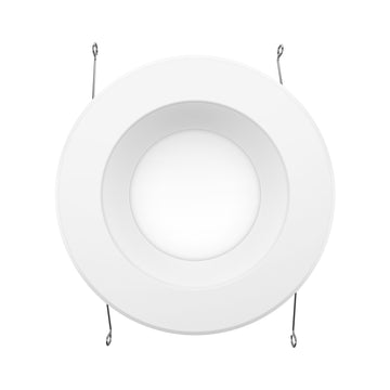 The baffle trim on this 5-6-inch LED retrofit downlight from Sunco Lighting is clearly seen in this image of the LED downlight seen from below. The narrow, even grooves create a softer light while they maximize the bright 965 lumens. This durable retrofit for recessed cans has a 35,000 hour lifetime.